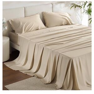 Cooling queen size beige bed sheets brand new